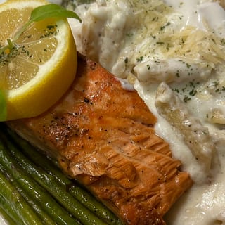 Atlantic Salmon al Lemone W/ Pasta A Gratte